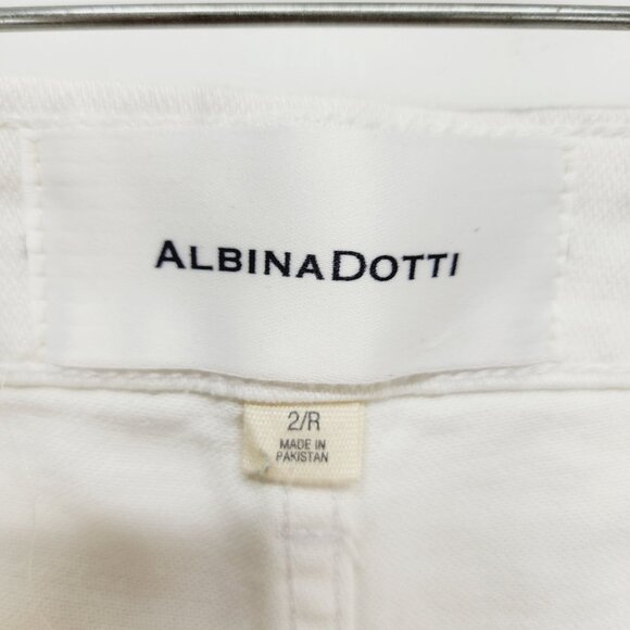 Albina Dotti cargo jeans Womens 2/R White  With Green Back Pockets - Picture 3 of 12